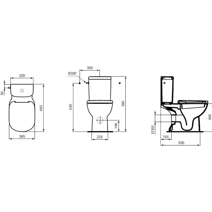 REZERVOR WC TEMPO 2.5/4.5 L, DUBLA ACTIONARE, ALIMENTARE INFERIOARA